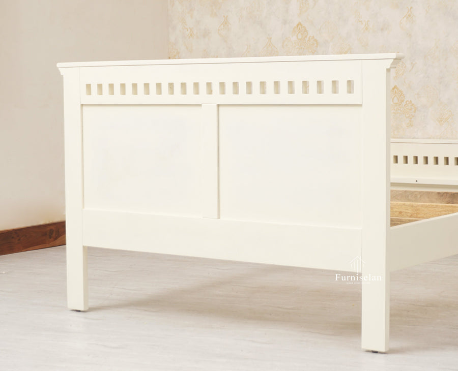 Alexandria Wooden Single Size Bed Kids Bed, Hostel Bed, Guest Bed for Home, PG & Small Rooms Furniselan Frosty White
