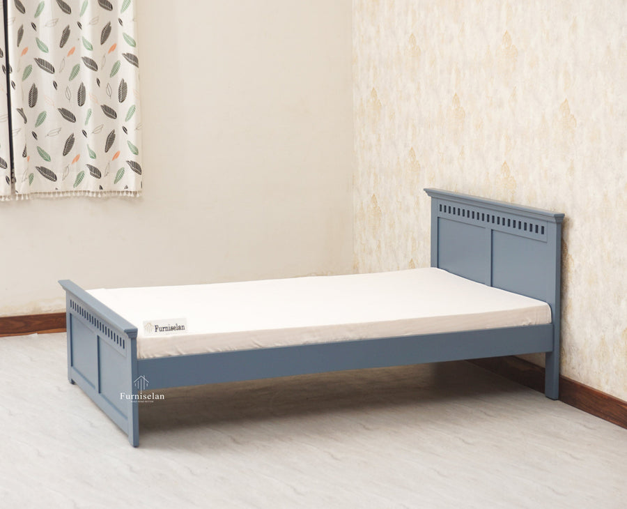 Alexandria Wooden Single Size Bed Kids Bed, Hostel Bed, Guest Bed for Home, PG & Small Rooms Furniselan China Blue