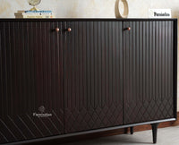 Verona Grid Wooden Sideboard Cabinet Three Doors Furniselan Grey Finish 