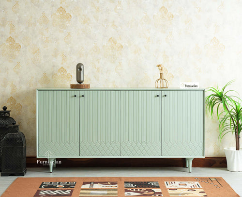 Verona Grid Wooden Large Sideboard Cabinet Four Doors Furniselan silt green