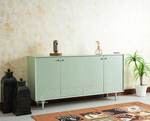 Verona Grid Wooden Large Sideboard Cabinet Four Doors Furniselan silt green