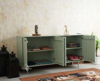 Verona Grid Wooden Large Sideboard Cabinet Four Doors Furniselan silt green