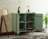 Verona Grid Wooden Sideboard Cabinet Two Doors Furniselan Silt Green 