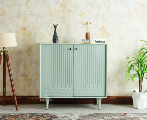 Verona Grid Wooden Sideboard Cabinet Two Doors Furniselan Silt Green 