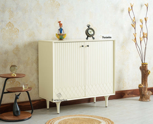 Verona Grid Wooden Sideboard Cabinet Two Doors Furniselan Frosty White 