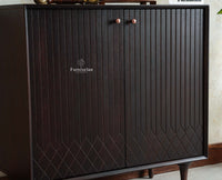 Verona Grid Wooden Sideboard Cabinet Two Doors Furniselan Grey Finish 