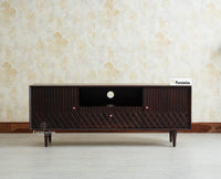 Verona Grid Wooden Tv Cabinet Media Unit Furniselan grey finish