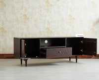 Verona Grid Wooden Tv Cabinet Media Unit Furniselan grey finish