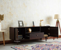 Verona Grid Wooden Tv Cabinet Media Unit Furniselan grey finish