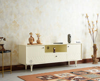 Verona Grid Wooden Tv Cabinet Media Unit Furniselan frosty white