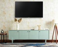 Verona Grid Wooden Large Tv Cabinet Media Unit 4 Door Furniselan silt green