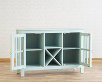 Brazil Wooden Two Glass Door Bar Cabinet Furniselan Silt-Green