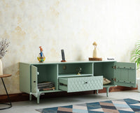 Verona Grid Wooden Tv Cabinet Media Unit Furniselan silt green