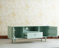 Verona Grid Wooden Tv Cabinet Media Unit Furniselan silt green