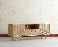 Verona Grid Wooden Tv Cabinet Media Unit Furniselan natural finish