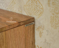 Verona Grid Wooden Large Tv Cabinet Media Unit 4 Door Furniselan natural finish
