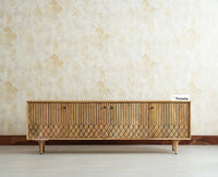 Verona Grid Wooden Large Tv Cabinet Media Unit 4 Door Furniselan natural finish