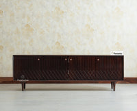 Verona Grid Wooden Large Tv Cabinet Media Unit 4 Door Furniselan grey finish