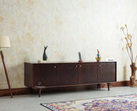 Verona Grid Wooden Large Tv Cabinet Media Unit 4 Door Furniselan grey finish