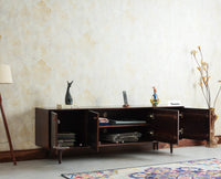 Verona Grid Wooden Large Tv Cabinet Media Unit 4 Door Furniselan grey finish