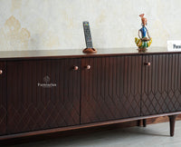 Verona Grid Wooden Large Tv Cabinet Media Unit 4 Door Furniselan grey finish