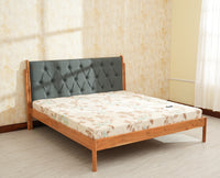 London Classic Wooden Queen Upholstered Bed Natural Finish