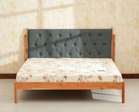 London Classic Wooden Queen Upholstered Bed Natural Finish