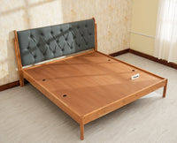 London Classic Wooden Queen Upholstered Bed Natural Finish