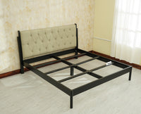 London Classic Wooden Queen Upholstered Bed Black Finish