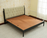 London Classic Wooden Queen Upholstered Bed Black Finish
