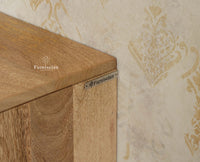 Verona Grid Wooden Sideboard Cabinet Three Doors Furniselan Natural Finish 