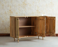 Verona Grid Wooden Sideboard Cabinet Three Doors Furniselan Natural Finish 
