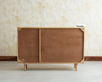 Verona Grid Wooden Sideboard Cabinet Three Doors Furniselan Natural Finish 