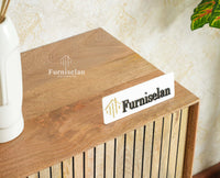 Verona Grid Wooden Large Sideboard Cabinet Four Doors Furniselan natural finish