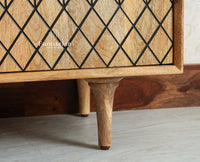 Verona Grid Wooden Large Sideboard Cabinet Four Doors Furniselan natural finish
