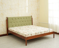 London Classic Wooden Queen Upholstered Bed Teak Finish