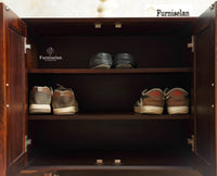 Boston Solid Wood Shoe Rack Cabinet With Seating Cushion Furniselan Grey Finish