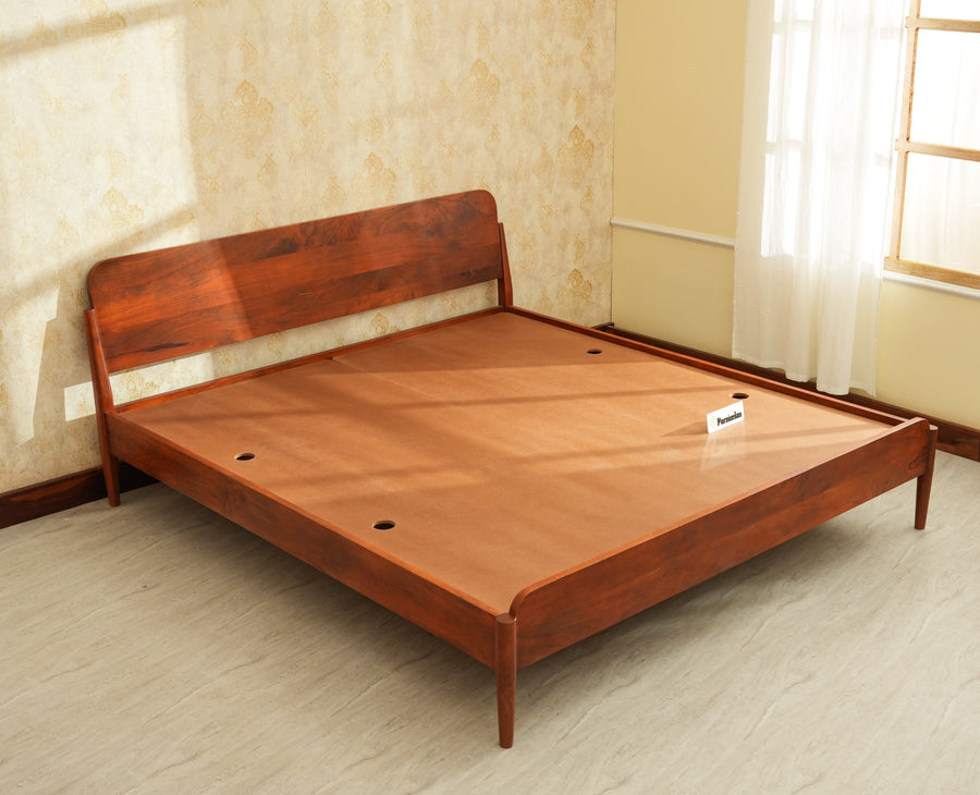 Wellington Solid Wood King Size Bed Brown Finish