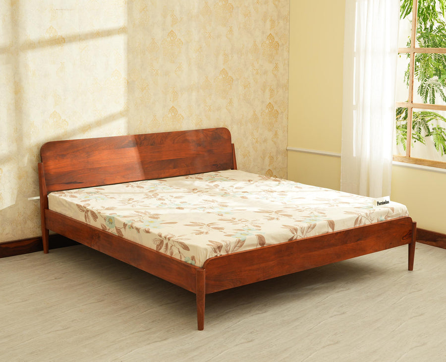 Wellington Solid Wood King Size Bed Brown Finish