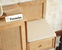 Boston Solid Wood Shoe Rack Cabinet With Seating Cushion Furniselan Natural Finish