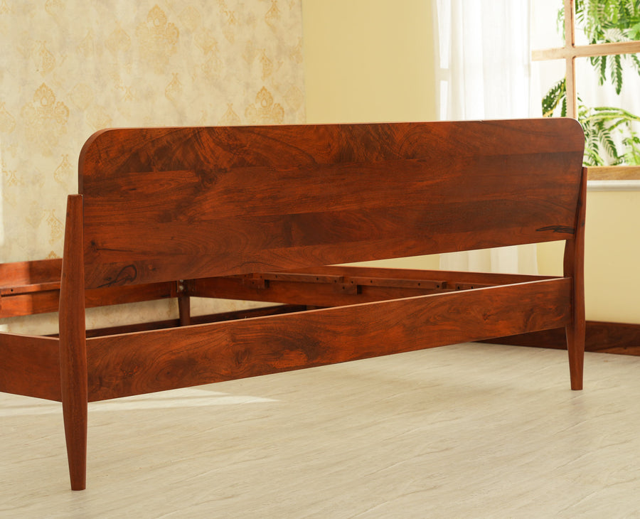 Wellington Solid Wood King Size Bed Brown Finish