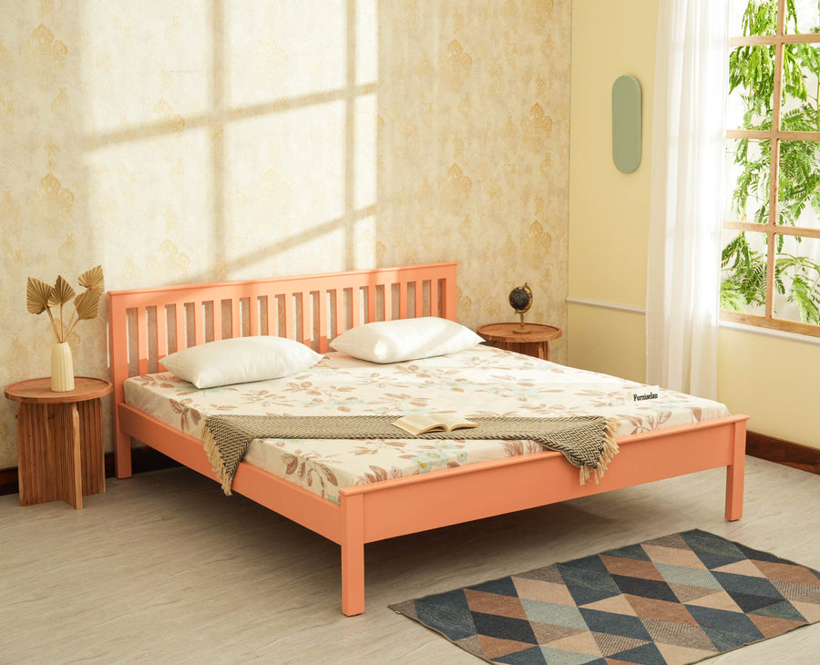 Alexandria Solid Wood King Size Bed - Furniselan Coral Peach