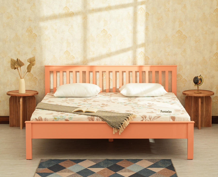 Alexandria Solid Wood King Size Bed - Furniselan Coral Peach