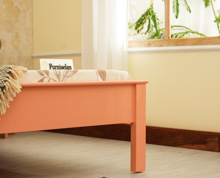 Alexandria Solid Wood King Size Bed - Furniselan Coral Peach