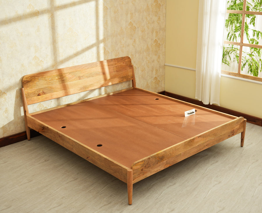 Wellington Solid Wood King Size Bed Natural Finish