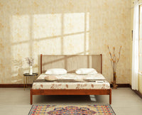 Yelahanka Fluted Wooden King Upholstered Bed Teak Finish