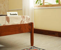 Yelahanka Fluted Wooden King Upholstered Bed Teak Finish