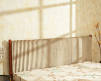 Yelahanka Fluted Wooden King Upholstered Bed Teak Finish