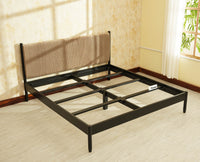 Yelahanka Fluted Wooden King Upholstered Bed Black Finish