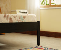 Yelahanka Fluted Wooden King Upholstered Bed Black Finish